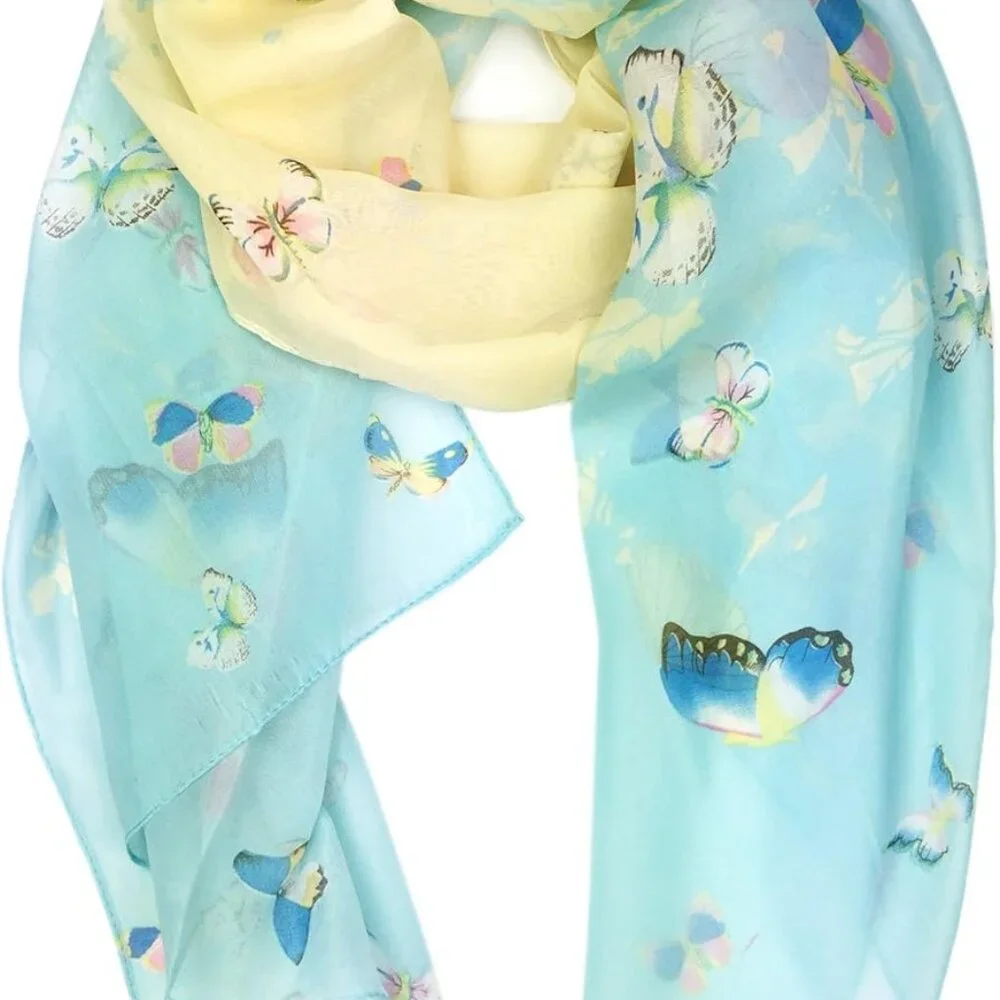 Ladies/Women's Lightweight Floral Print/Solid Color mixture Shawl Scarf For Spri - Picture 1 of 5